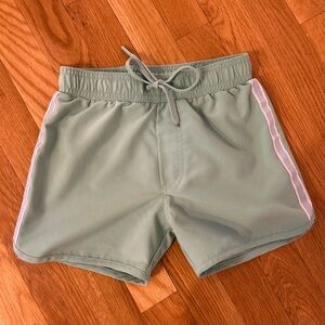 Minnow Boys Swim Trunks - Size 7/8 - Light Green with Light Blue & White stripe